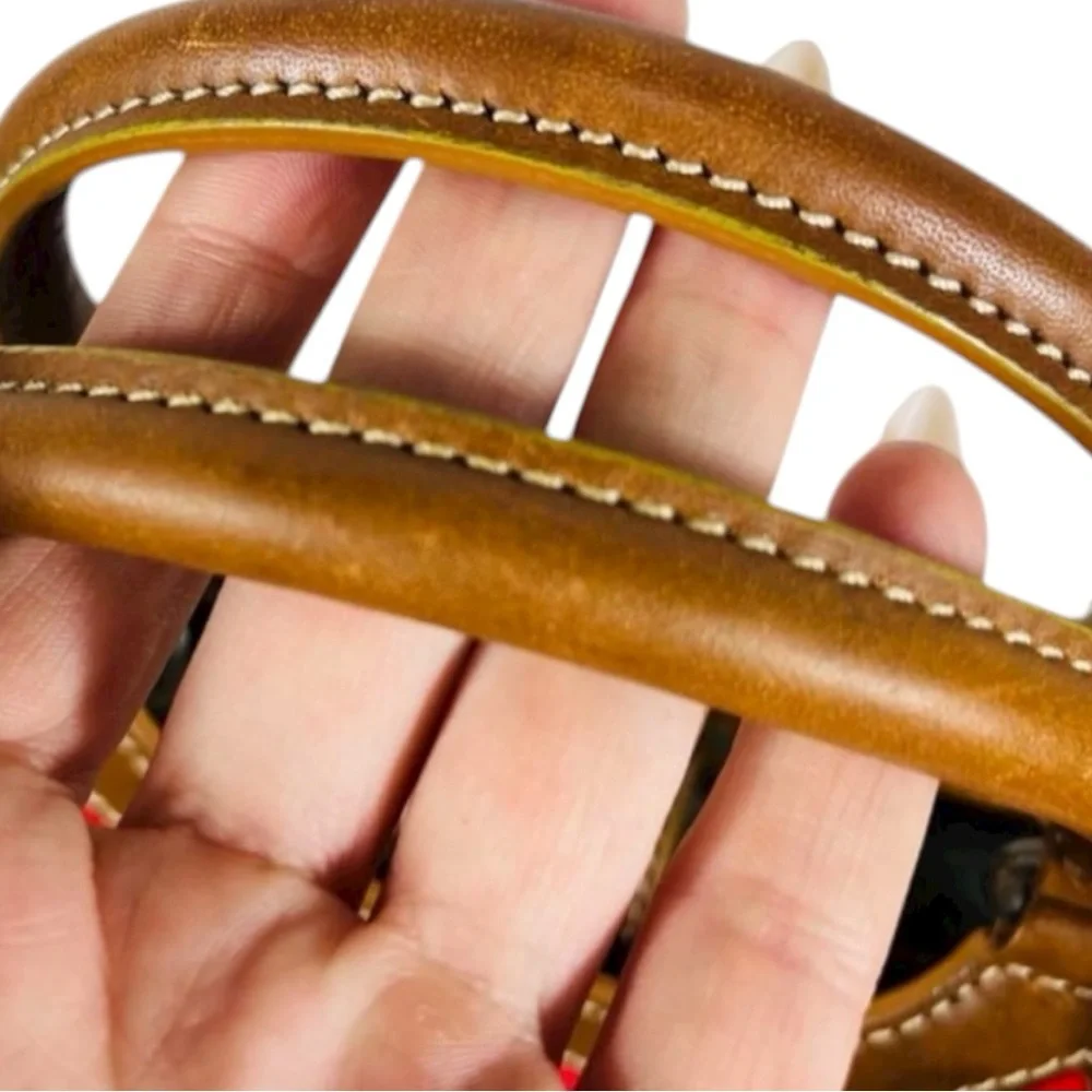 Fossil Classic #75082 Red Canvas & Leather Satchel Tote Bag Vintage Key Charm - Picture 4 of 11